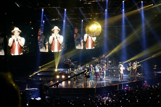 Bruno Mars and his band perform 'Treasure' in Melbourne, Australia. Photo by Steve Yanko.