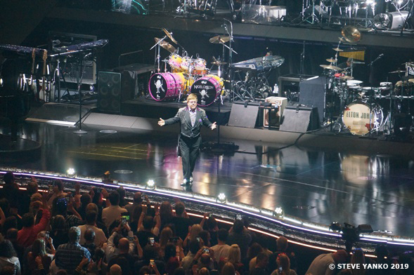 Elton John acknowledging his loyal fans.